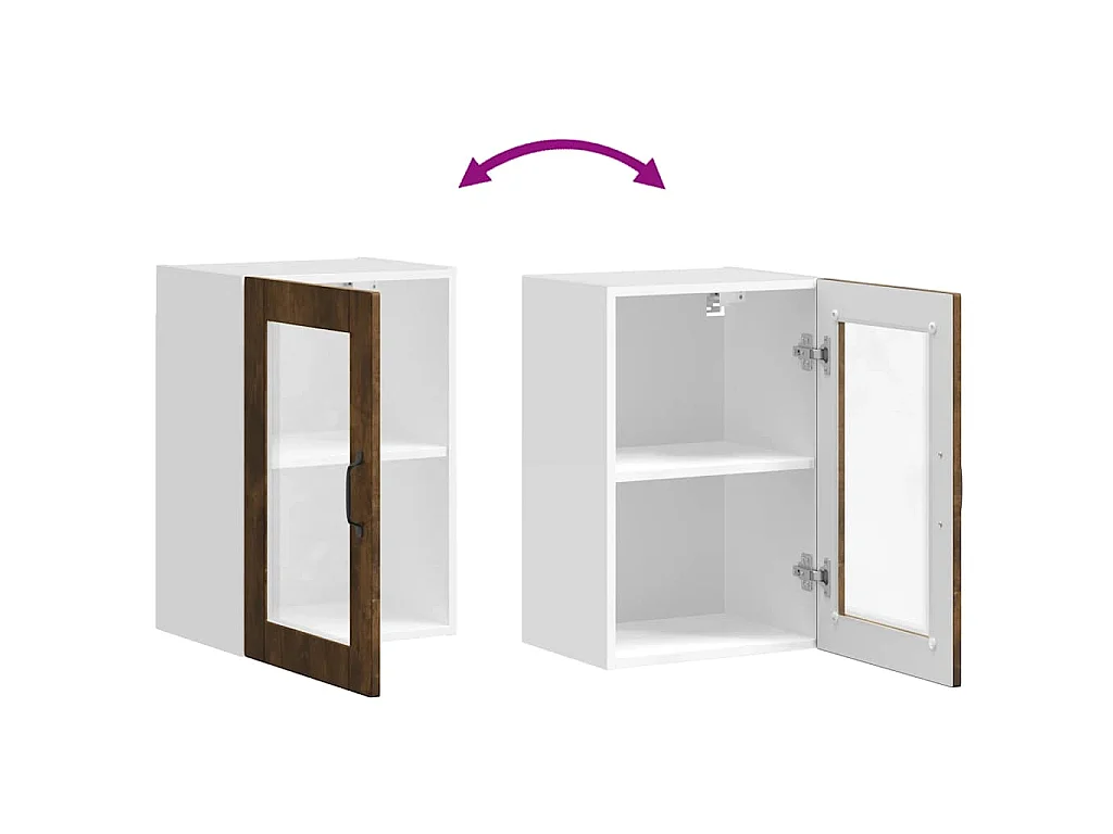Armoire murale de cuisine avec porte en verre Porto chêne fumé