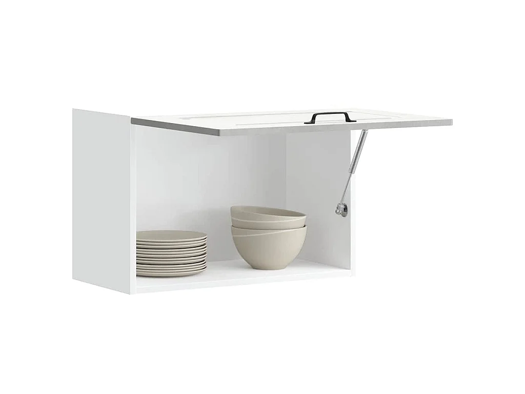 Armoire murale de cuisine Kalmar gris béton bois d'ingénierie