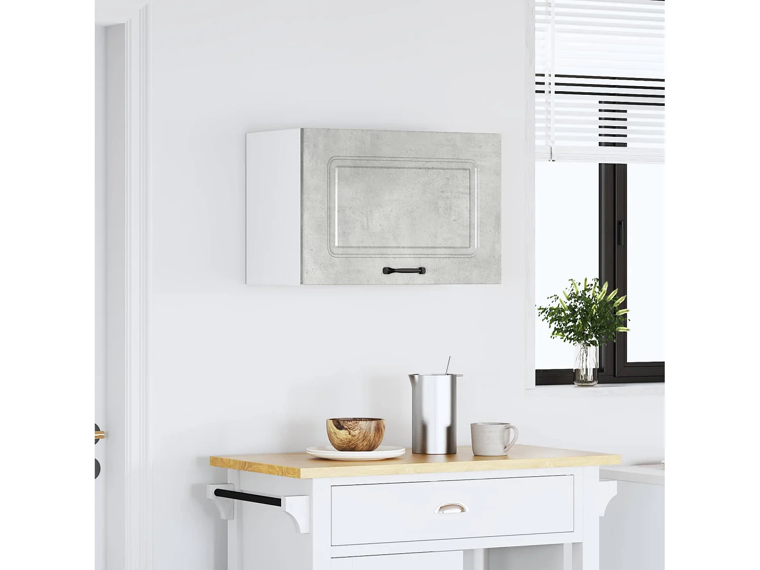 Armoire murale de cuisine Kalmar gris béton bois d'ingénierie