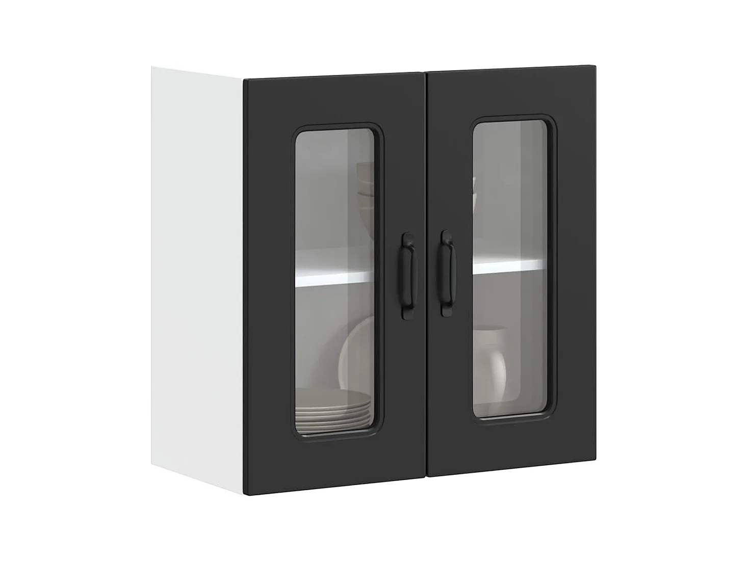 Armário de parede de cozinha porta vidro Kalmar preto