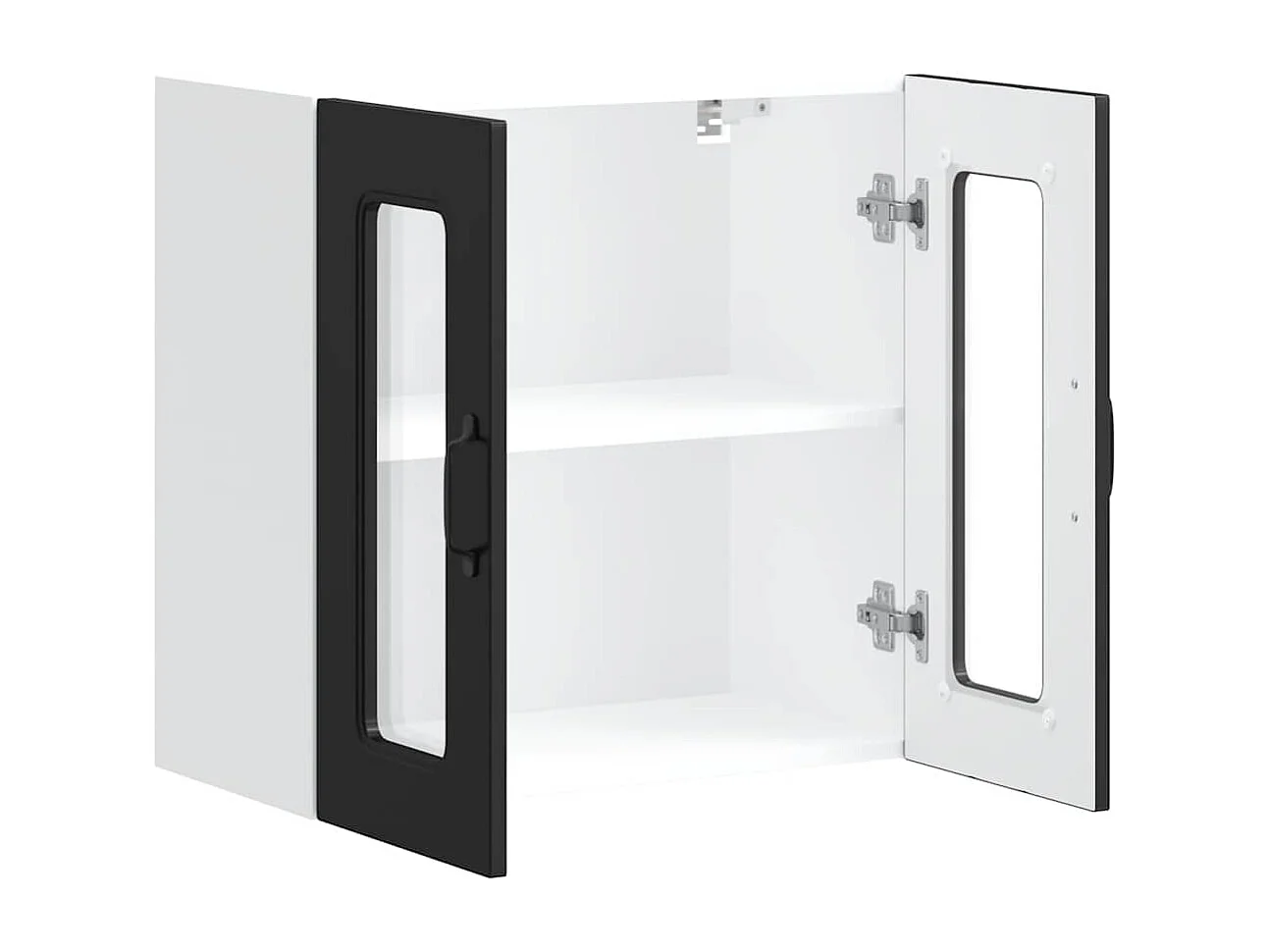 Küchen-Hängeschrank mit Glastür Kalmar Schwarz Holzwerkstoff