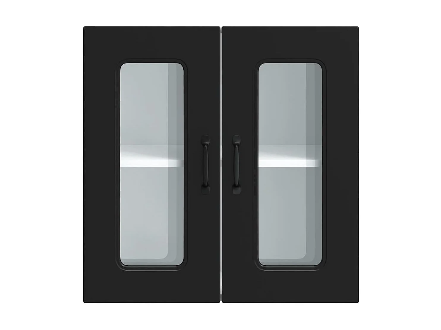 Küchen-Hängeschrank mit Glastür Kalmar Schwarz Holzwerkstoff