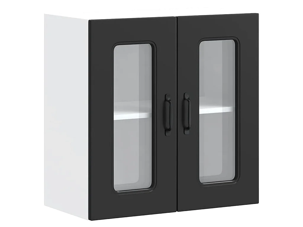 Armoire murale de cuisine avec porte en verre Kalmar noir