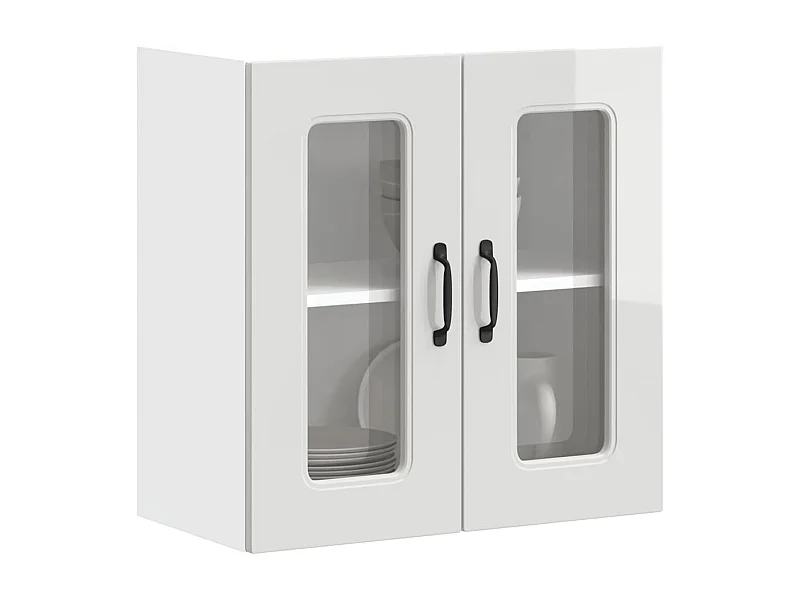 Pensile da Cucina con Porta in Vetro Kalmar Bianco Lucido