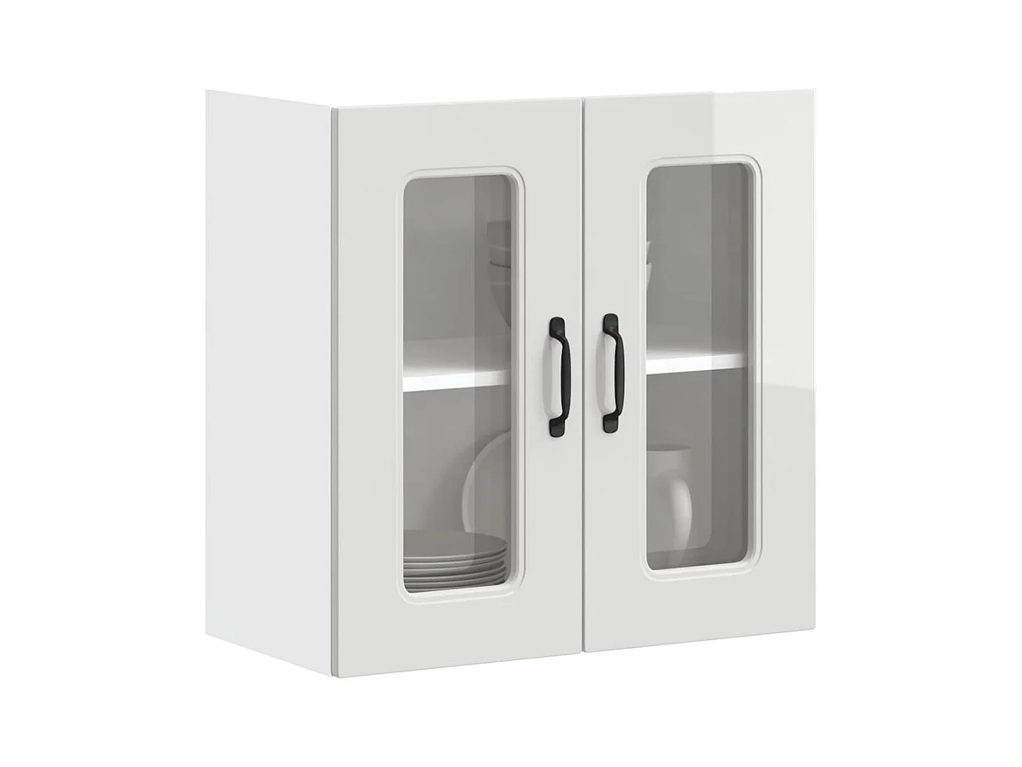 Pensile da Cucina con Porta in Vetro Kalmar Bianco Lucido