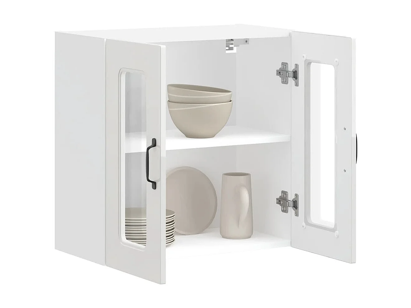 Pensile da Cucina con Porta in Vetro Kalmar Bianco Lucido