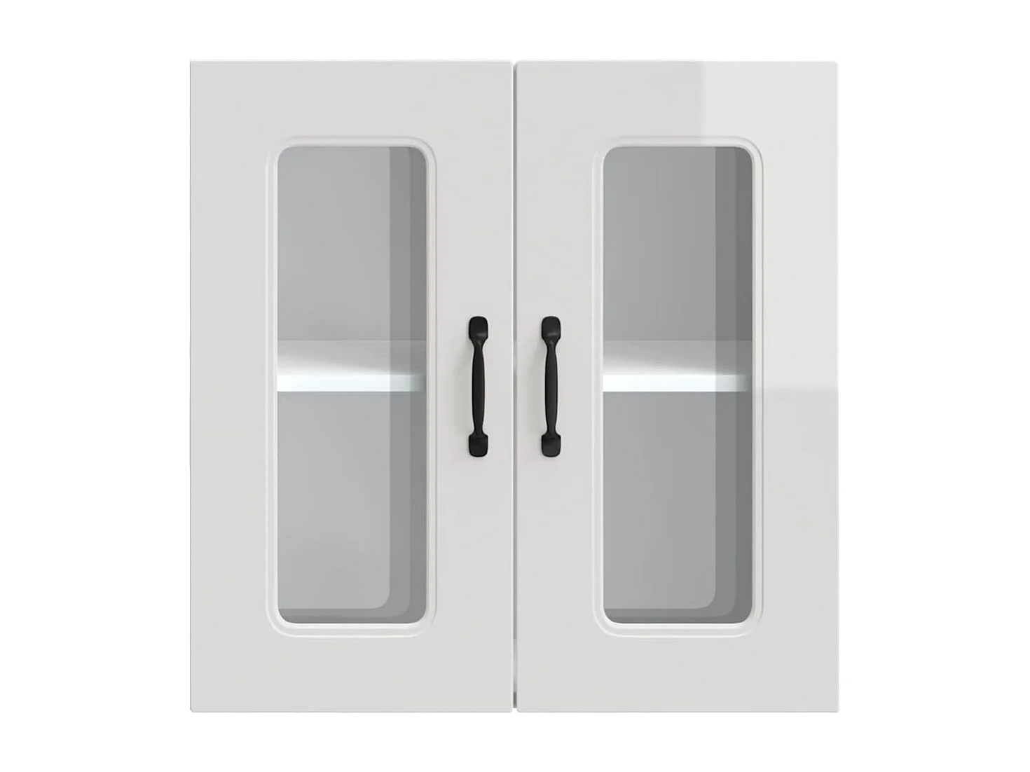 Armário parede de cozinha porta vidro Kalmar branco alto brilho