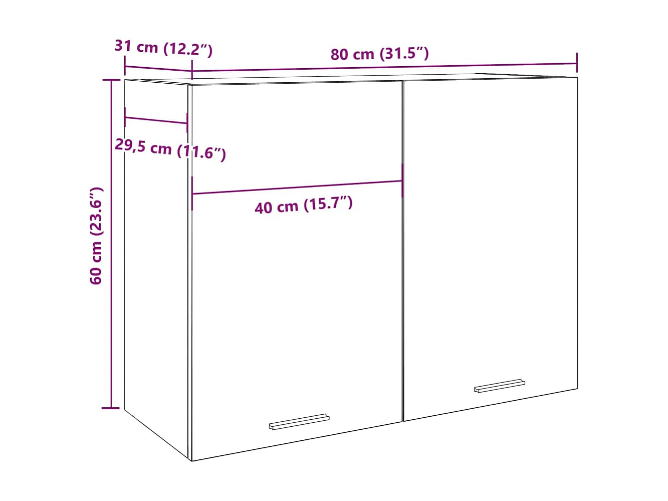 Armoire suspendue "Lyon" Gris béton 80 x 31 x 60 cm Bois d'ingénierie