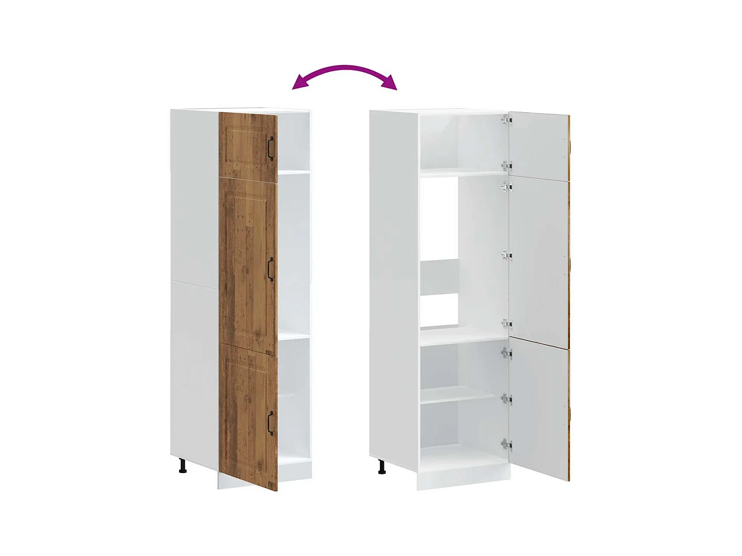 Keukenkast Kalmar bewerkt hout oud houtkleurig