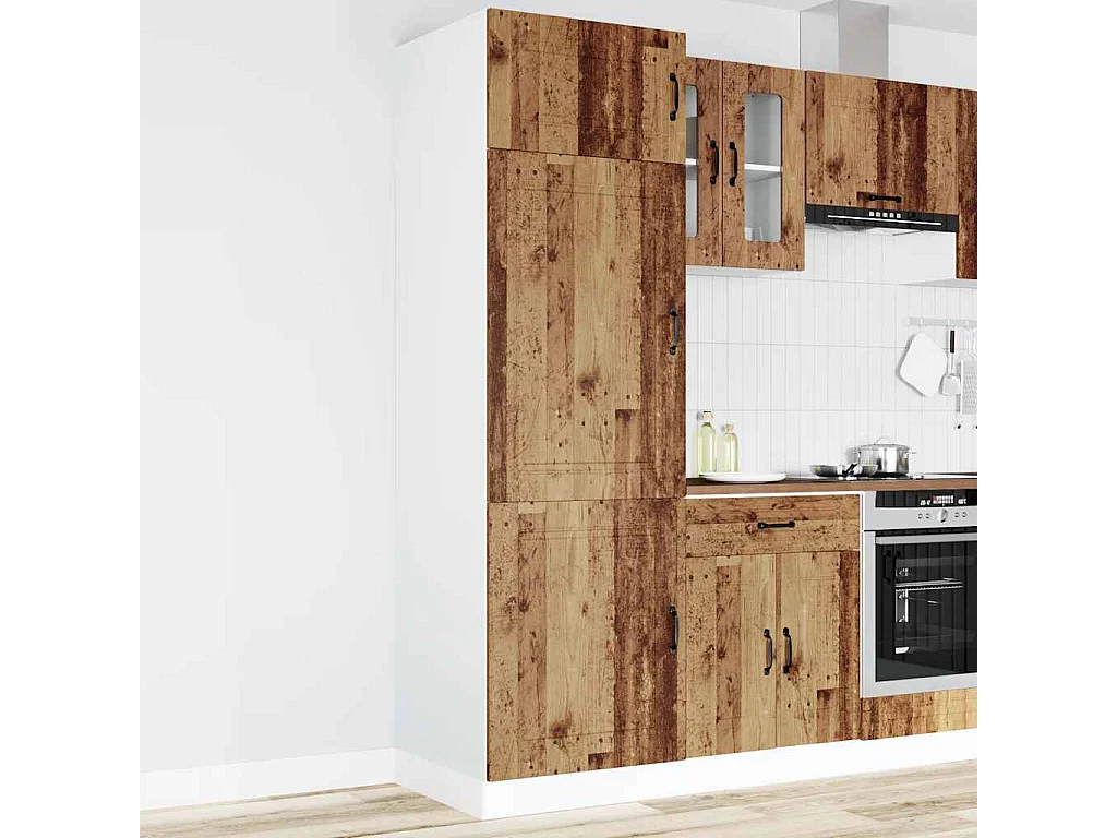 Keukenkast Kalmar bewerkt hout oud houtkleurig