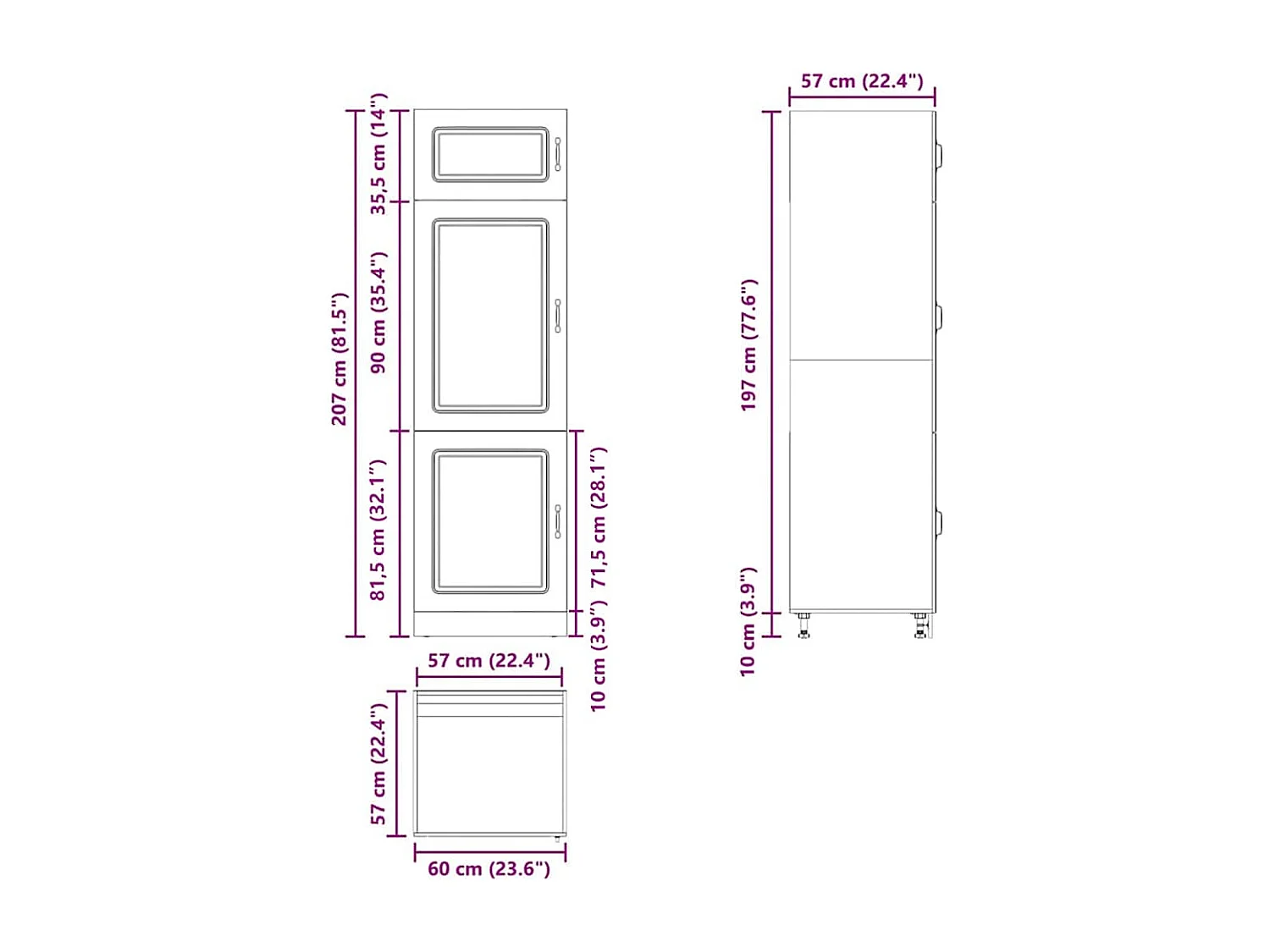 Keukenkast Kalmar bewerkt hout oud houtkleurig
