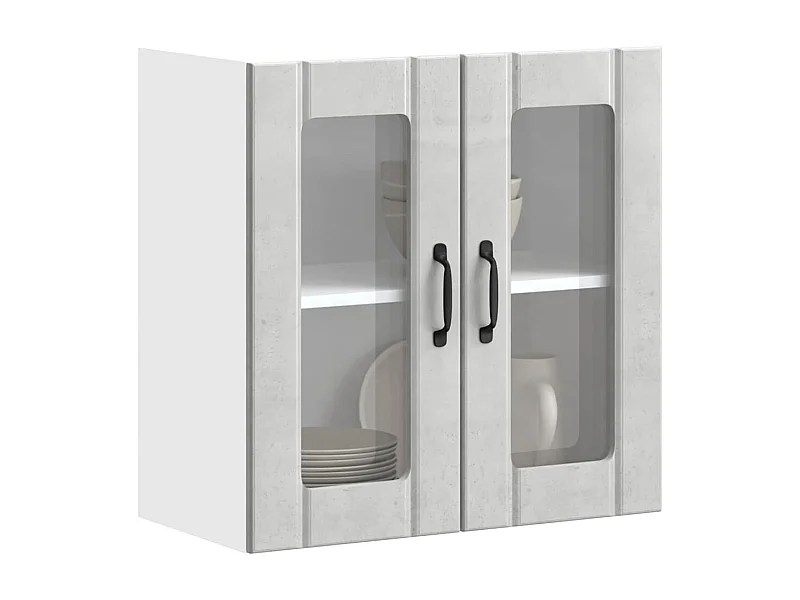 Armário de parede de cozinha porta vidro Lucca cinza cimento