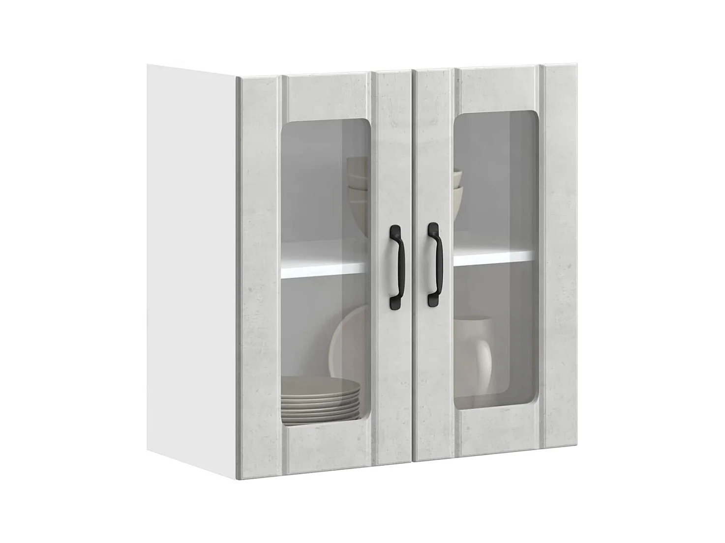 Armário de parede de cozinha porta vidro Lucca cinza cimento