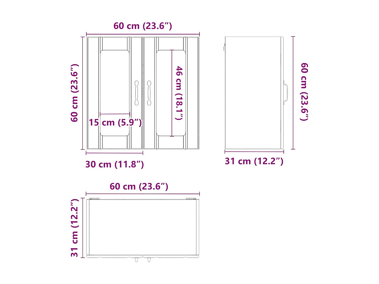 Armário de parede de cozinha porta vidro Lucca cinza cimento
