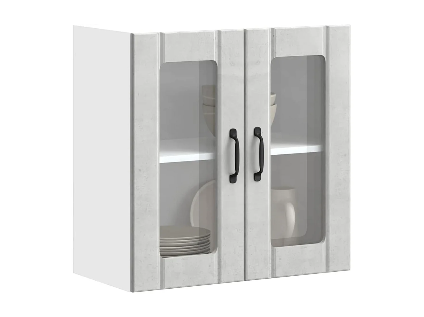 Armoire murale de cuisine avec porte en verre Lucca gris béton