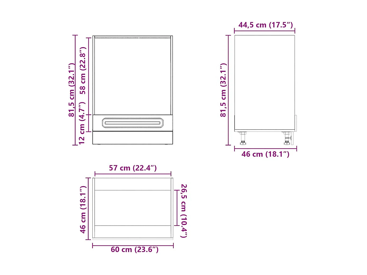 Armoire à four Kalmar gris béton bois d'ingénierie