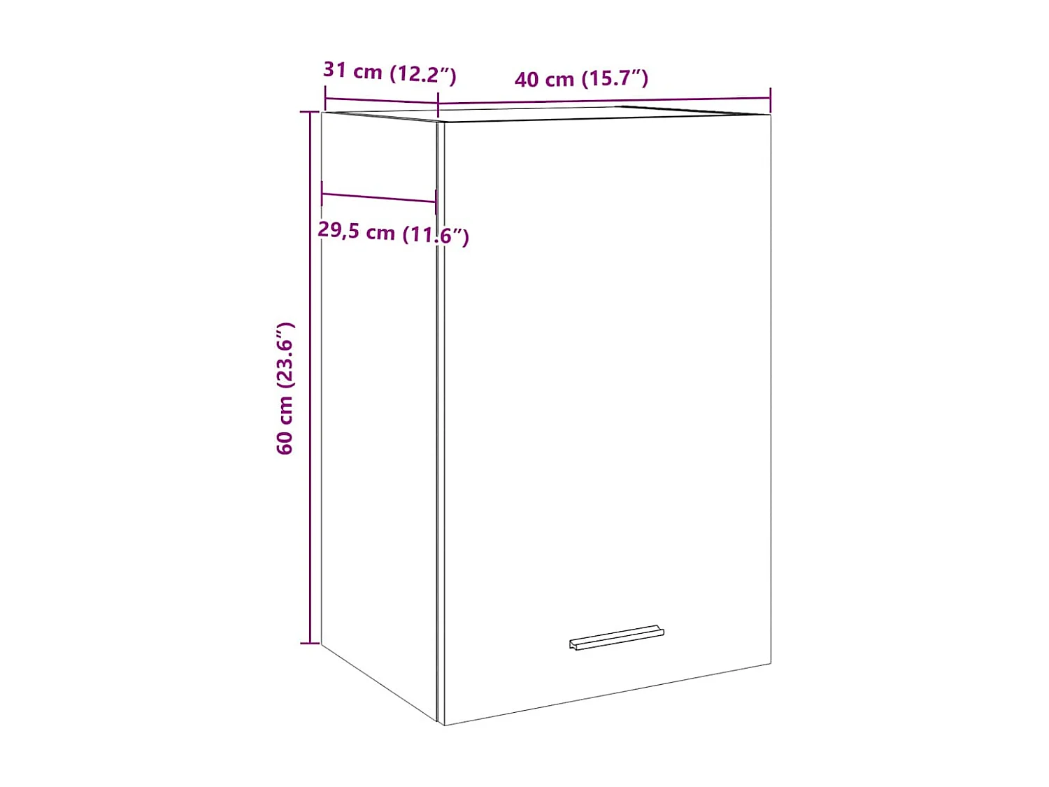 Hangkast Lyon 40x31x60 cm bewerkt hout oud houtkleurig
