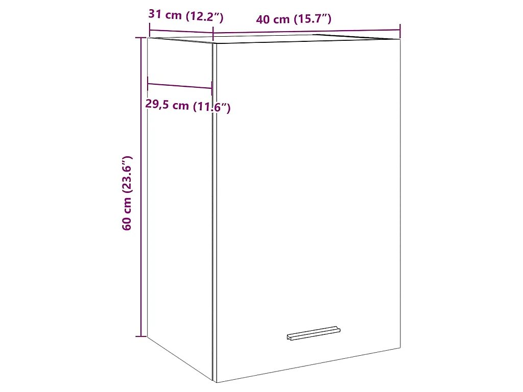 Armoire suspendue "Lyon" Bois ancien 40 x 31 x 60 cm Bois d'ingénierie