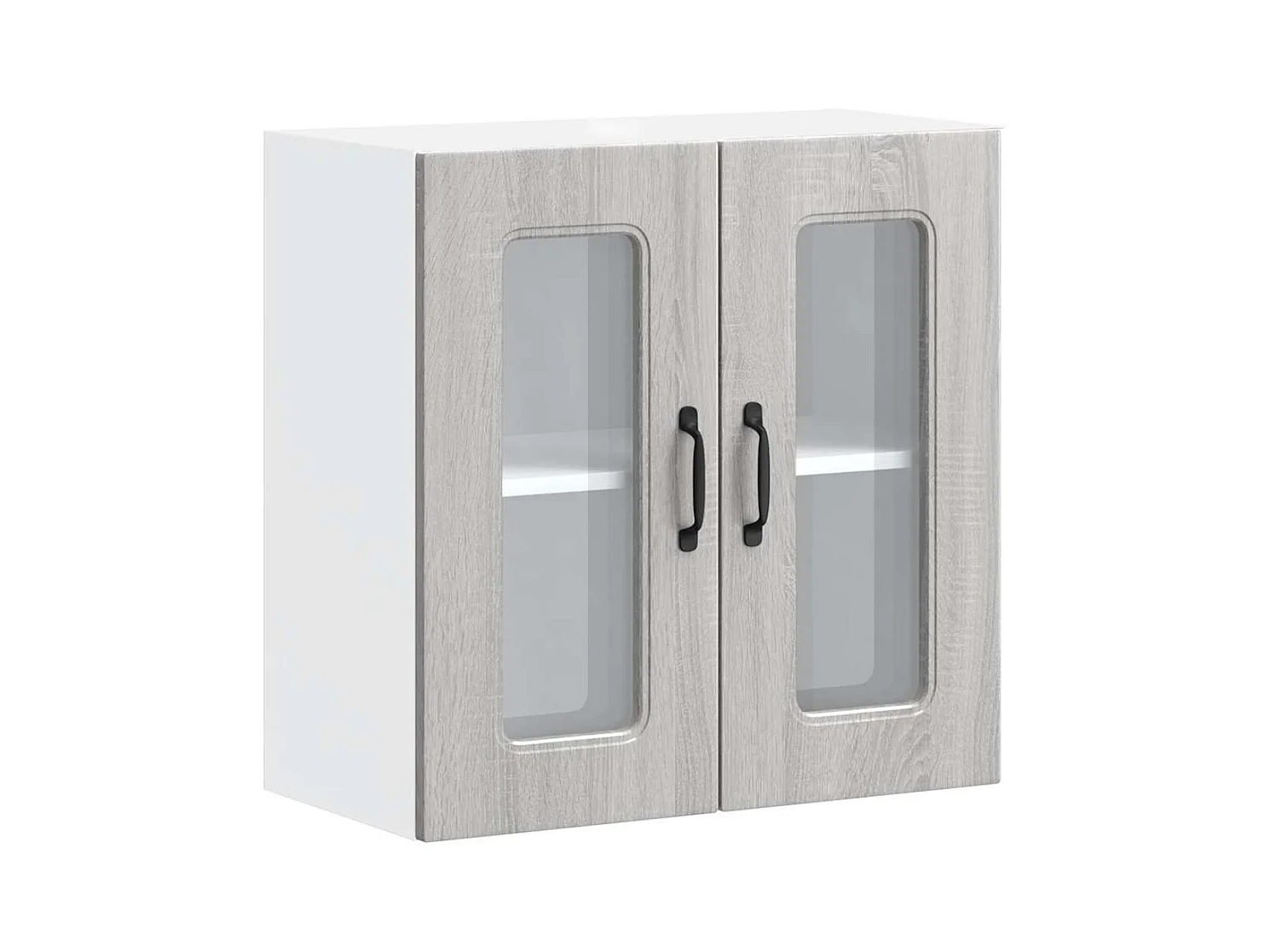 Armário de parede de cozinha porta vidro Kalmar cinza sonoma