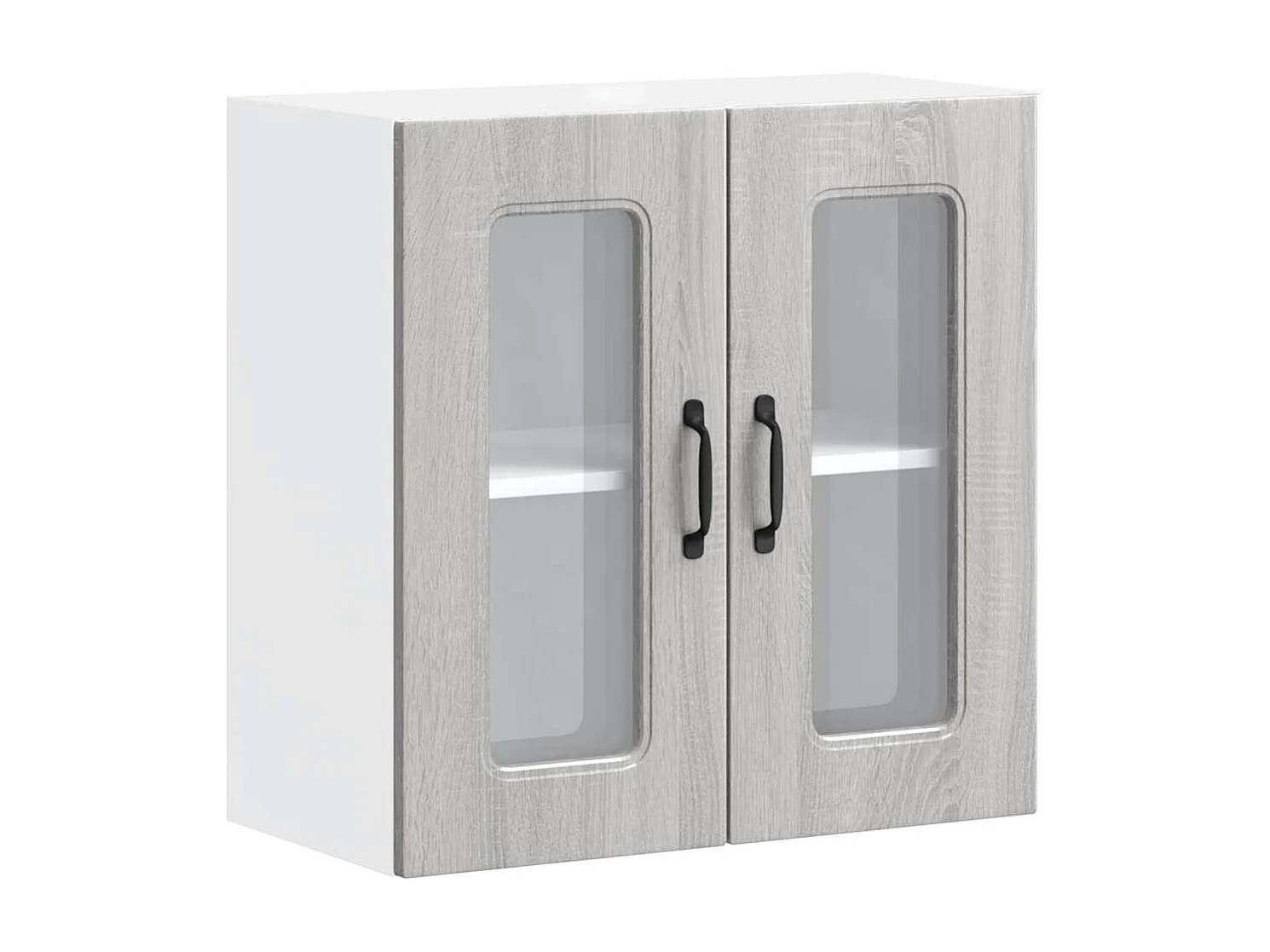 Armoire murale de cuisine avec porte vitrée "Kalmar" Bois d'ingénierie gris Sonoma