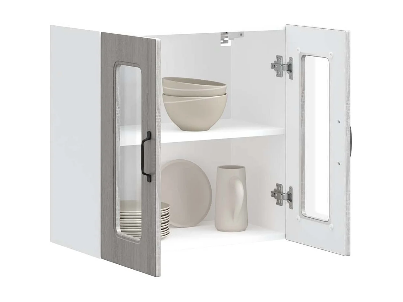 Armoire murale de cuisine avec porte vitrée "Kalmar" Bois d'ingénierie gris Sonoma