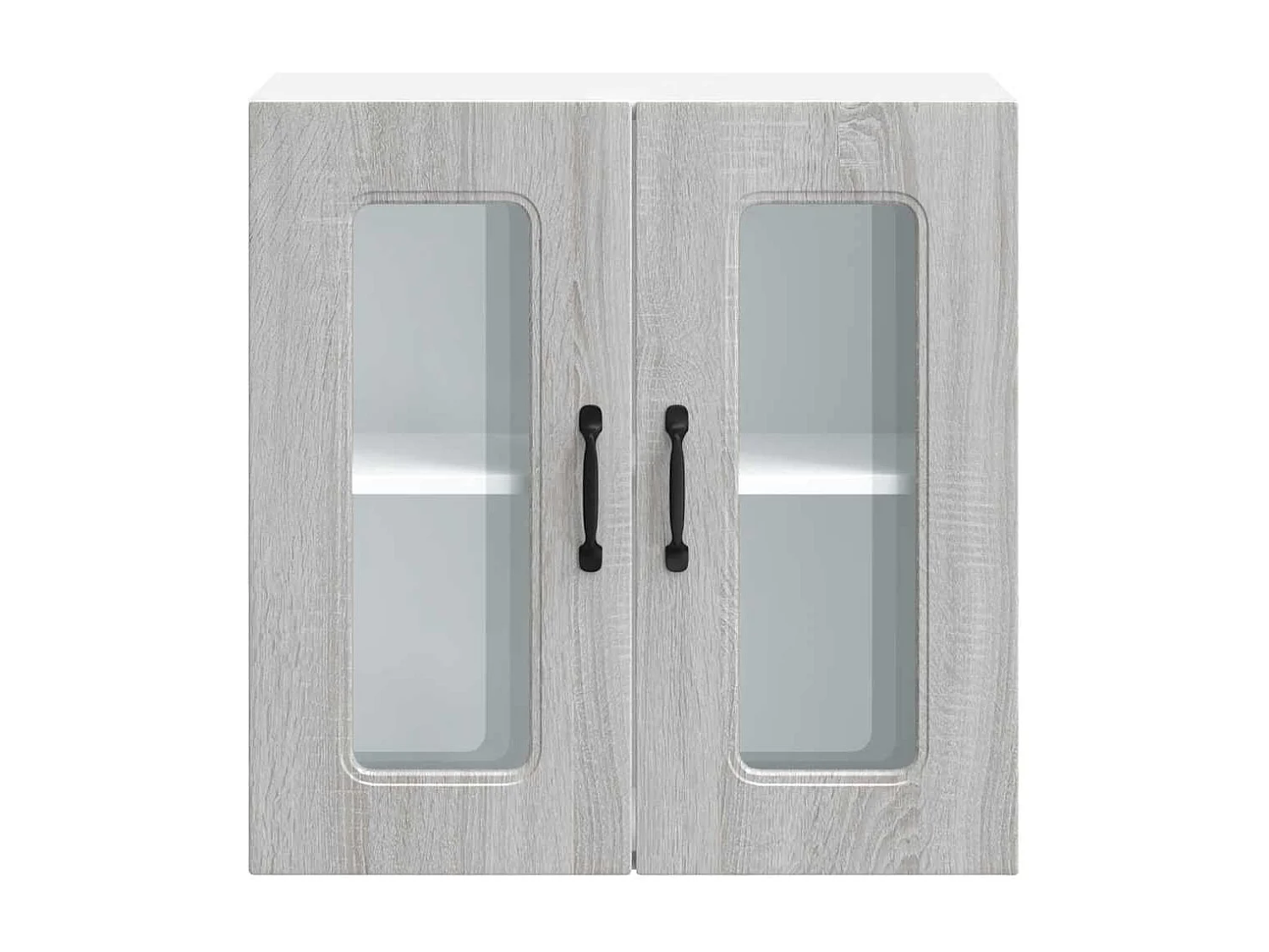 Armoire murale de cuisine avec porte vitrée "Kalmar" Bois d'ingénierie gris Sonoma