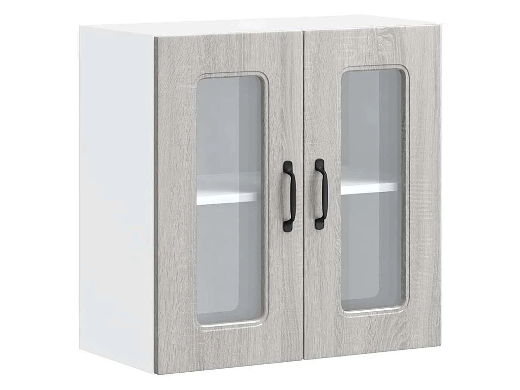 Armoire murale de cuisine avec porte vitrée "Kalmar" Bois d'ingénierie gris Sonoma