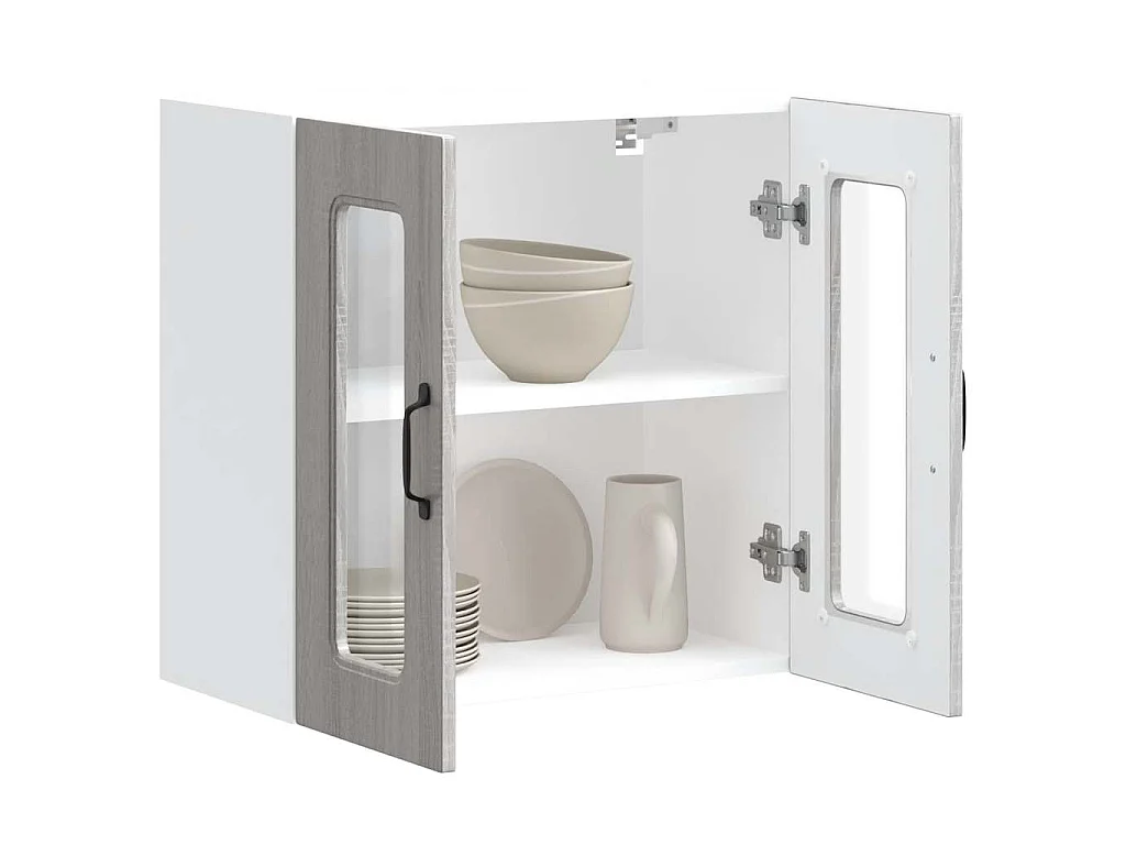 Armoire murale de cuisine avec porte vitrée "Kalmar" Bois d'ingénierie gris Sonoma