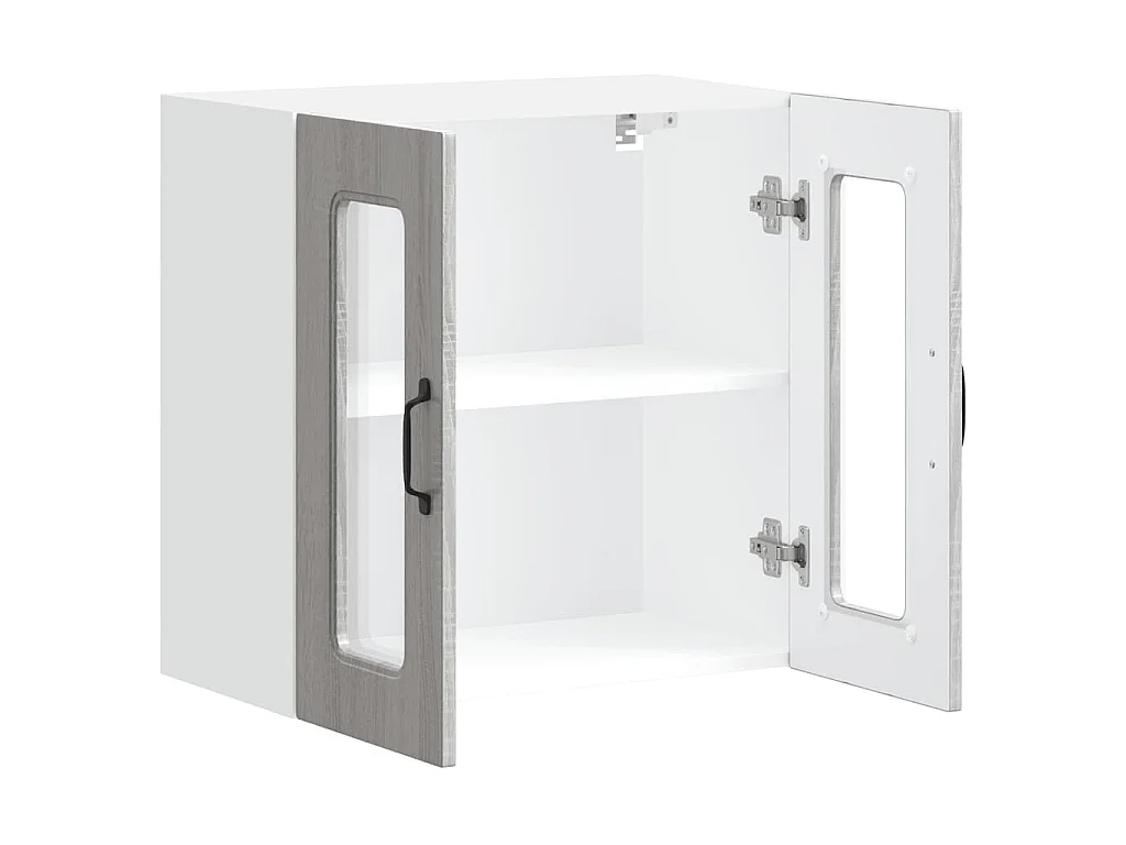 Armoire murale de cuisine avec porte vitrée "Kalmar" Bois d'ingénierie gris Sonoma