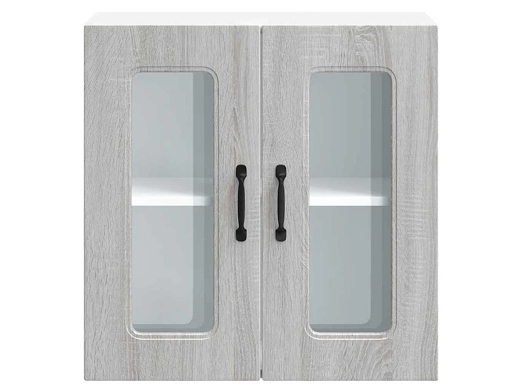 Armoire murale de cuisine avec porte vitrée "Kalmar" Bois d'ingénierie gris Sonoma