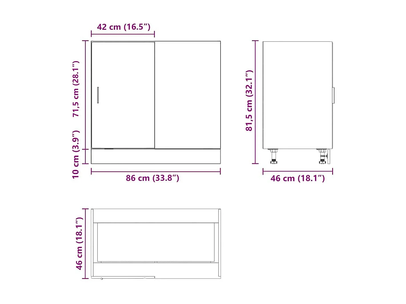 Meuble sous évier "Lyon" Chêne fumé Bois d'ingénierie