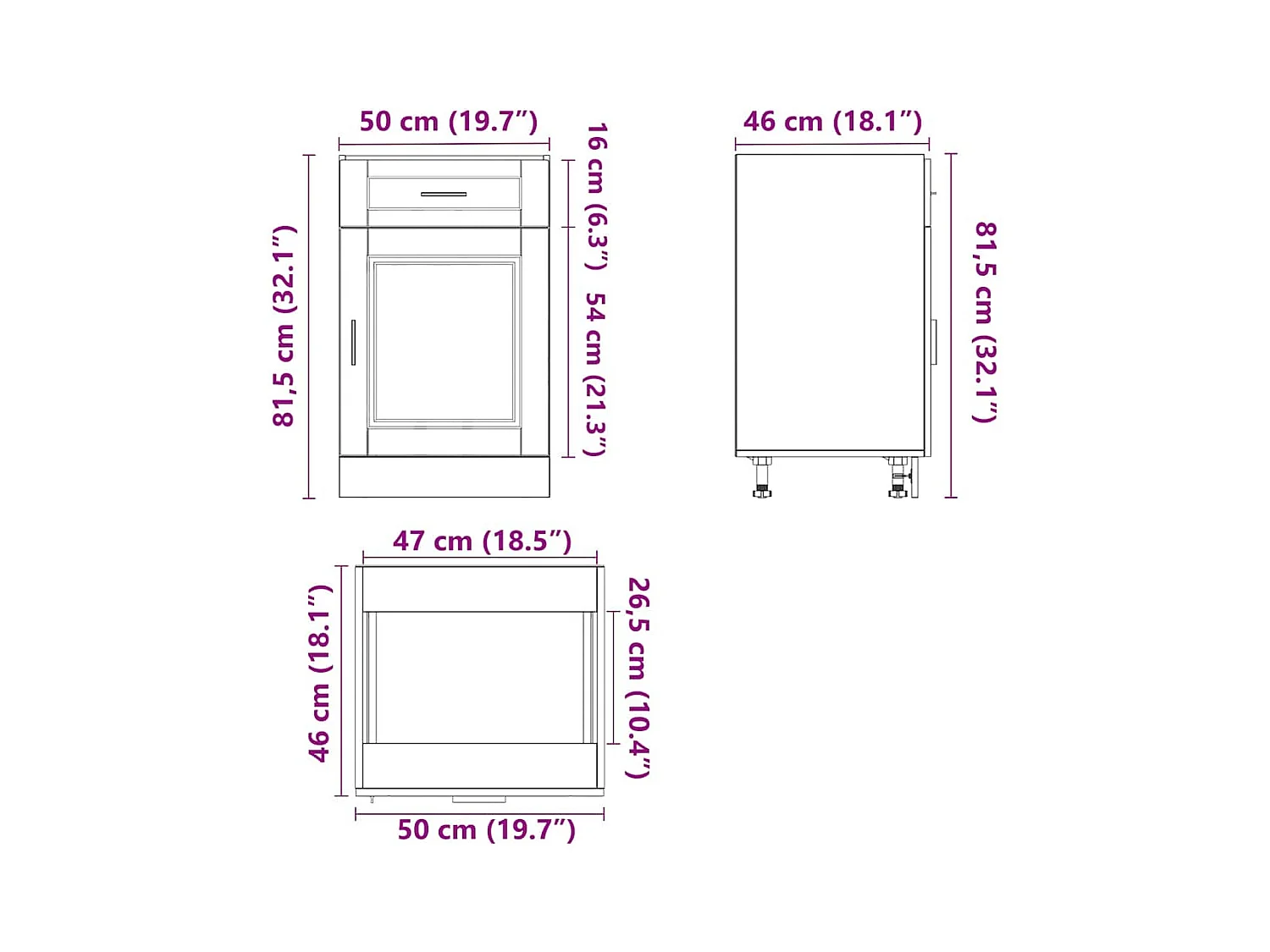 Base da Cucina Porto Bianco Lucido in Legno Multistrato