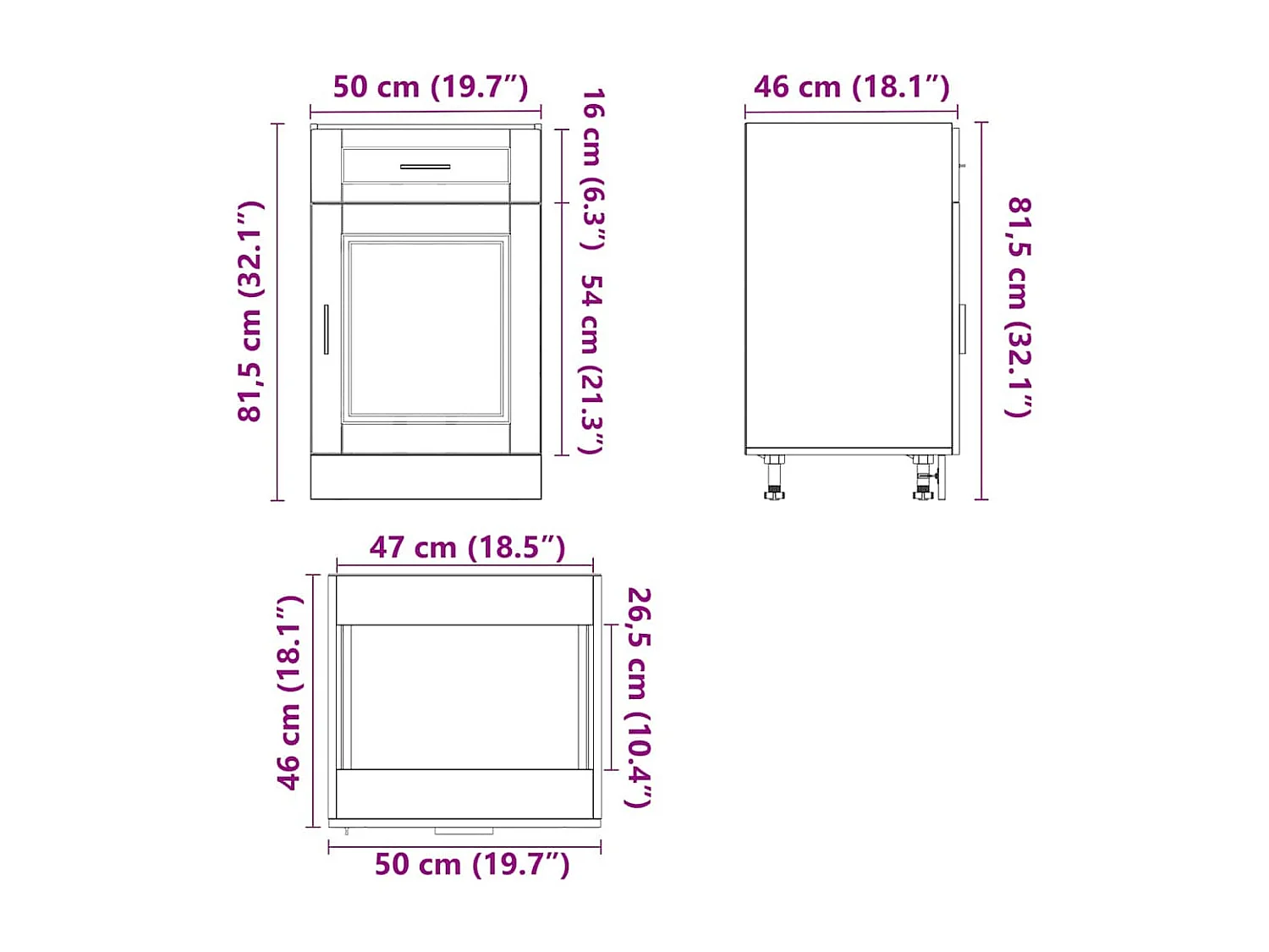 Armoire de cuisine Porto blanc brillant bois ingénierie
