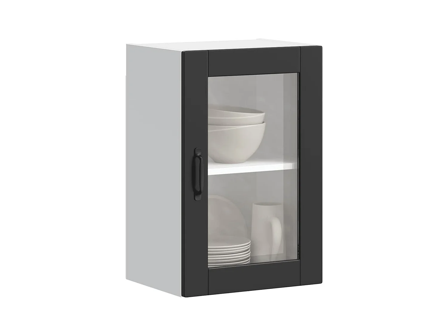 Armoire murale de cuisine avec porte en verre Porto noir