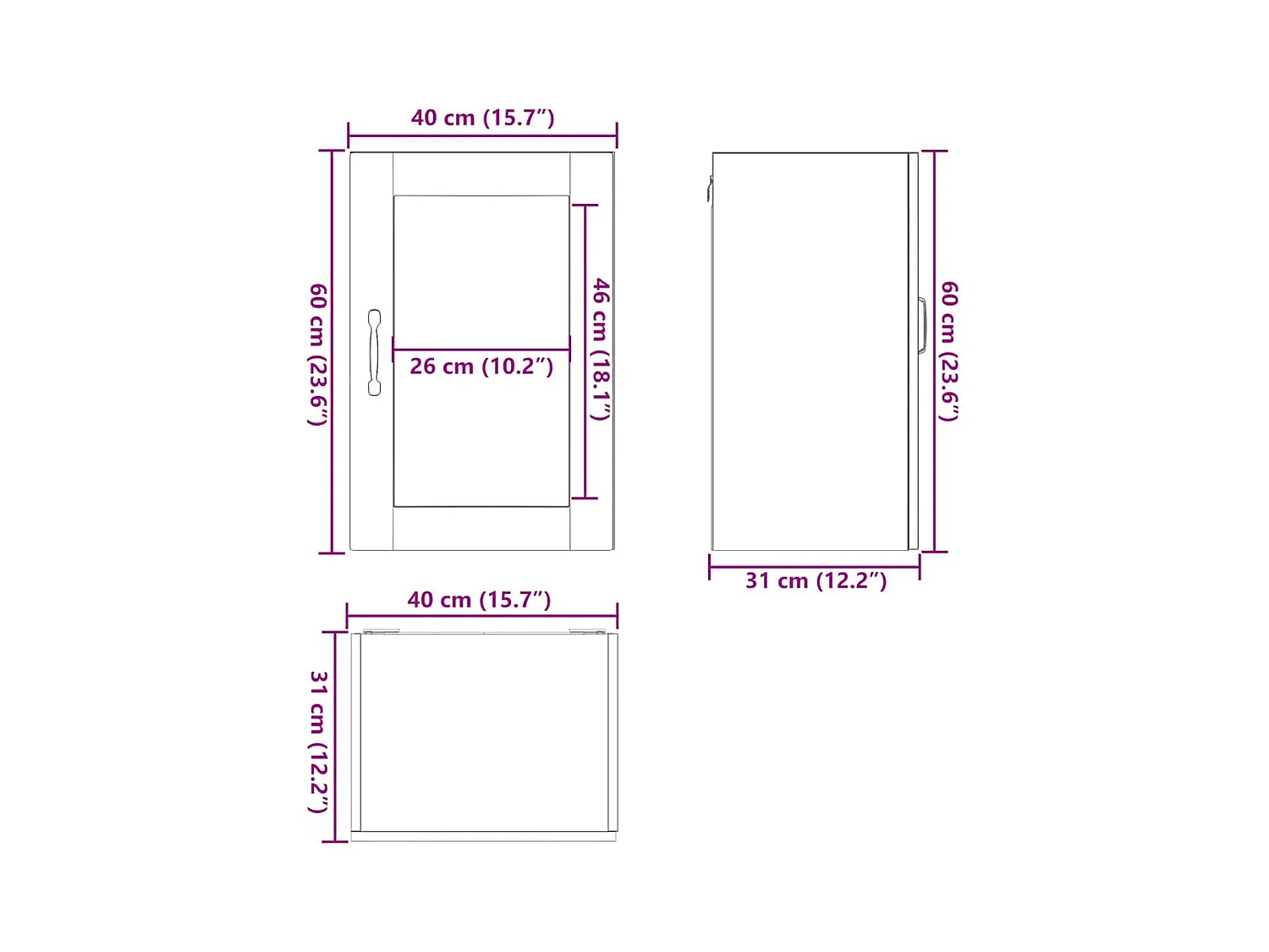 Armoire murale de cuisine avec porte en verre Porto noir