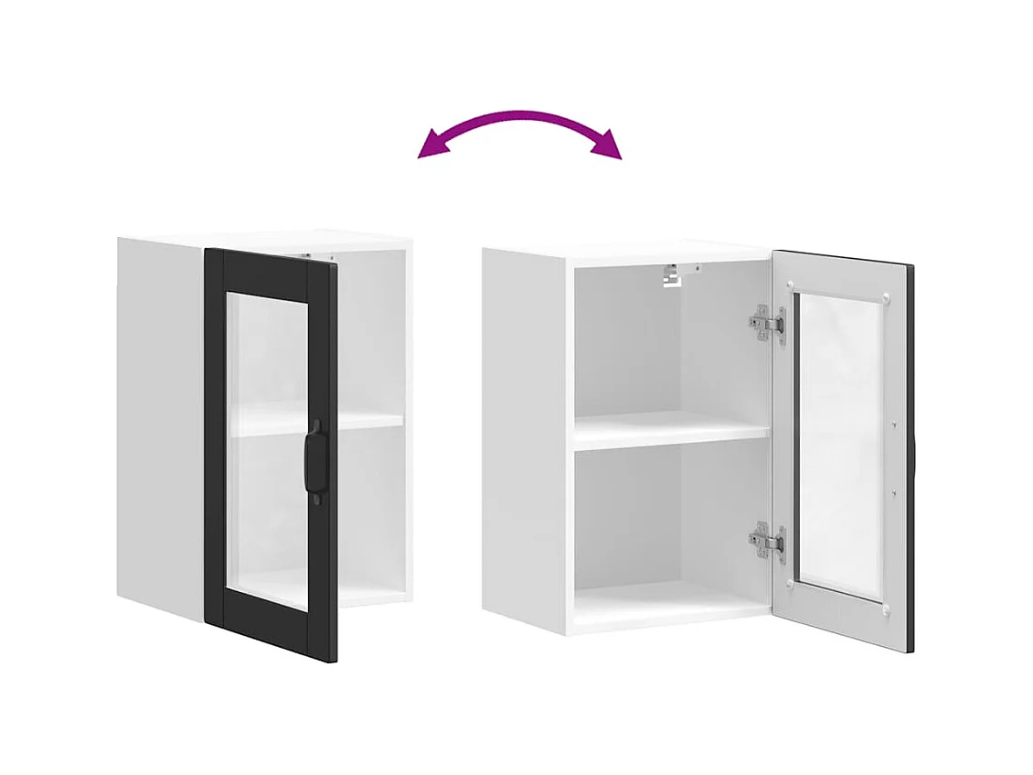 Armoire murale de cuisine avec porte en verre Porto noir