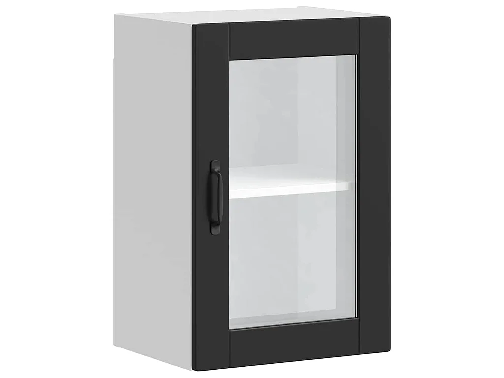 Armoire murale de cuisine avec porte en verre Porto noir