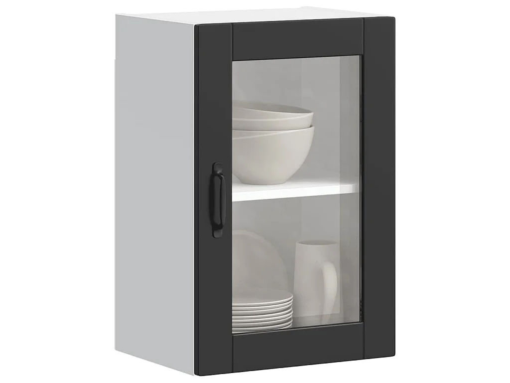 Armoire murale de cuisine avec porte en verre Porto noir