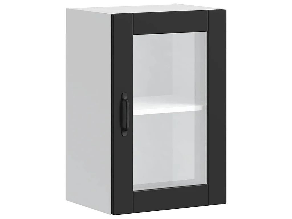 Armario de pared para cocina con puerta de cristal Porto negro