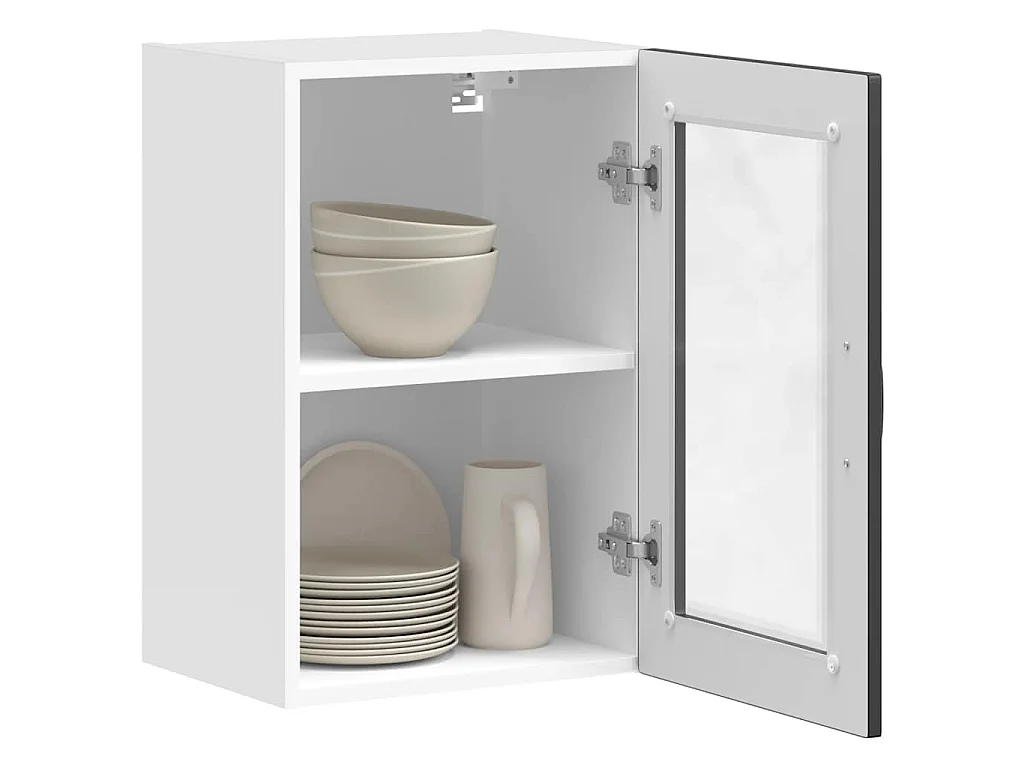 Armario de pared para cocina con puerta de cristal Porto negro