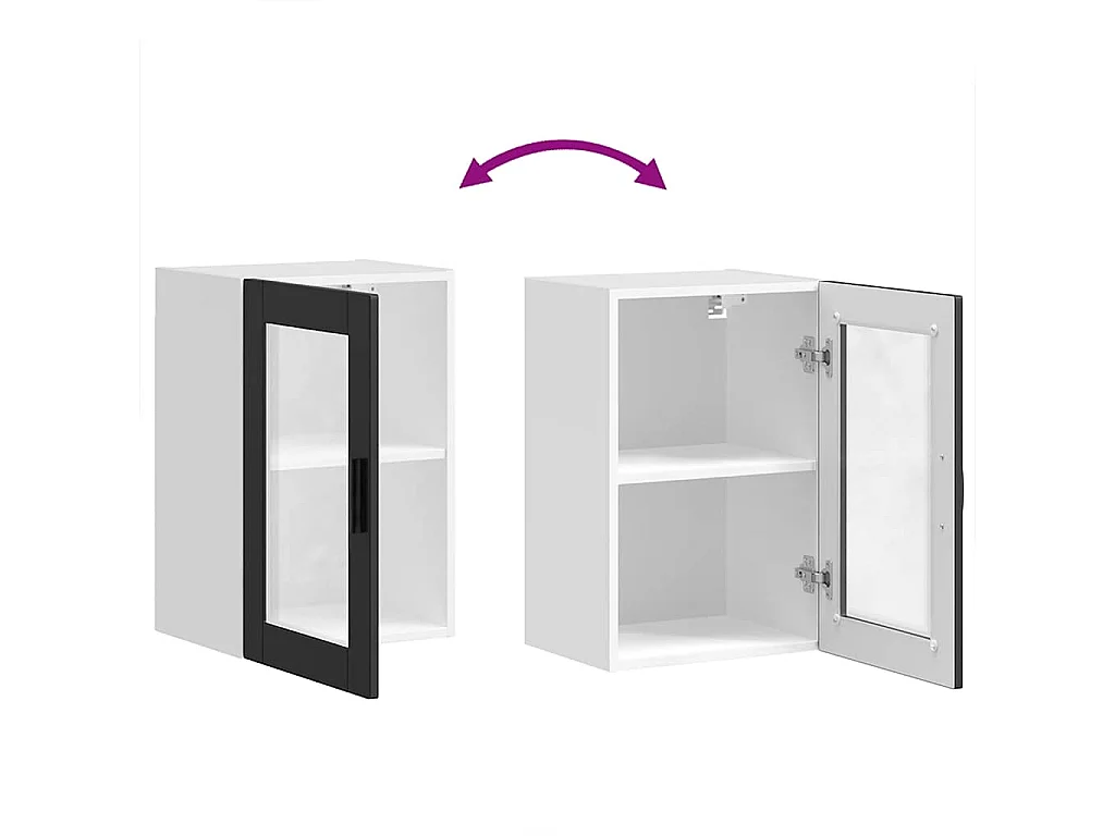 Armario de pared para cocina con puerta de cristal Porto negro