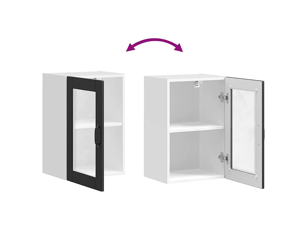 Armario de pared para cocina con puerta de cristal Porto negro