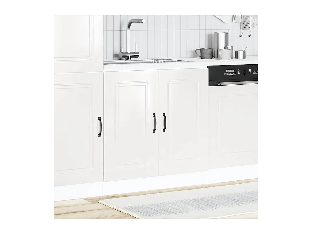 Meuble bas pour évier Kalmar blanc brillant 80x46x81,5 cm