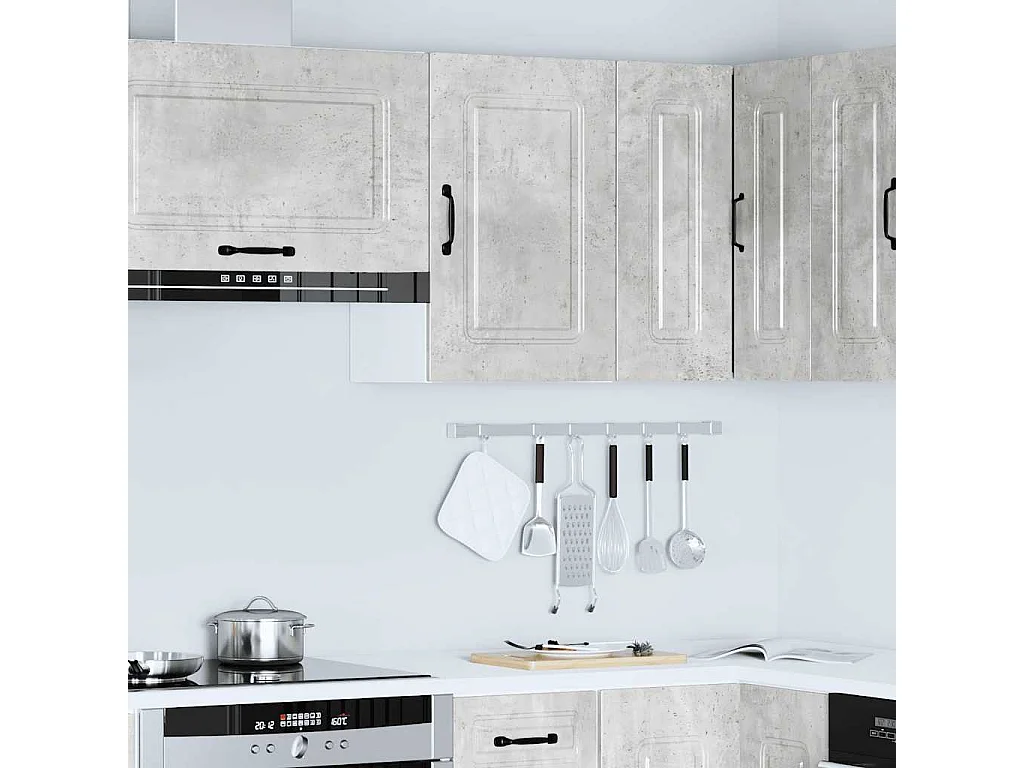 Armoire murale de cuisine Kalmar gris béton bois d'ingénierie