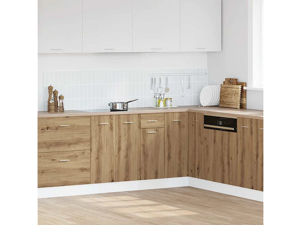 Mueble bajo con cajón "Lyon" de roble artesanal, 30 x 46 x 81,5 cm, madera de ingeniería,