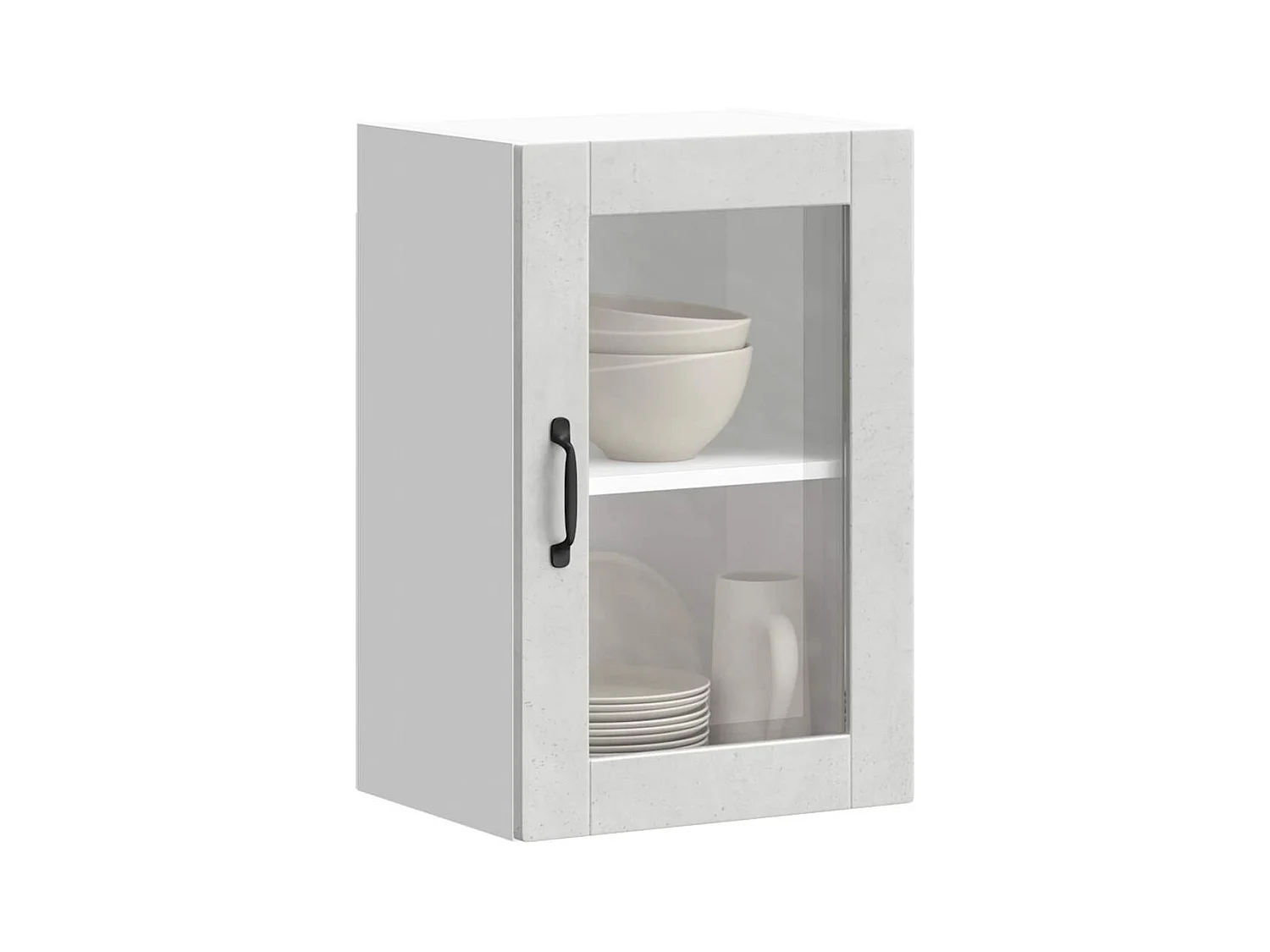 Armário de parede de cozinha porta de vidro Porto cinza betão