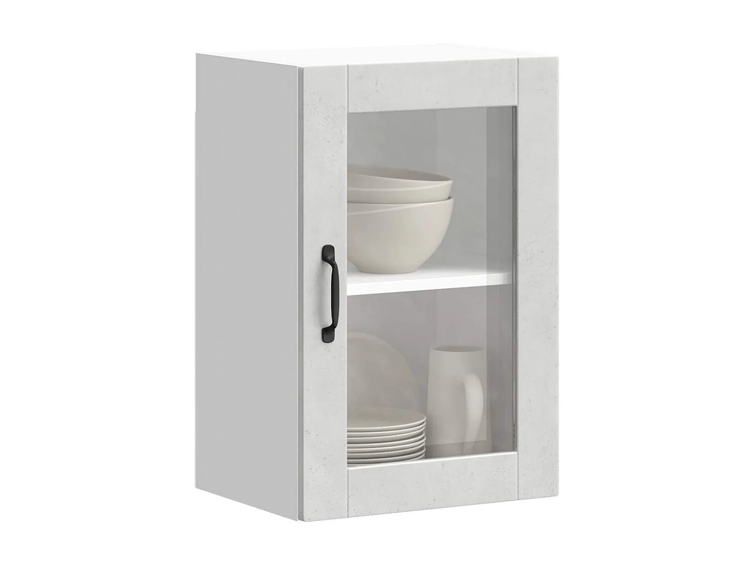 Armoire murale de cuisine avec porte en verre Porto gris béton