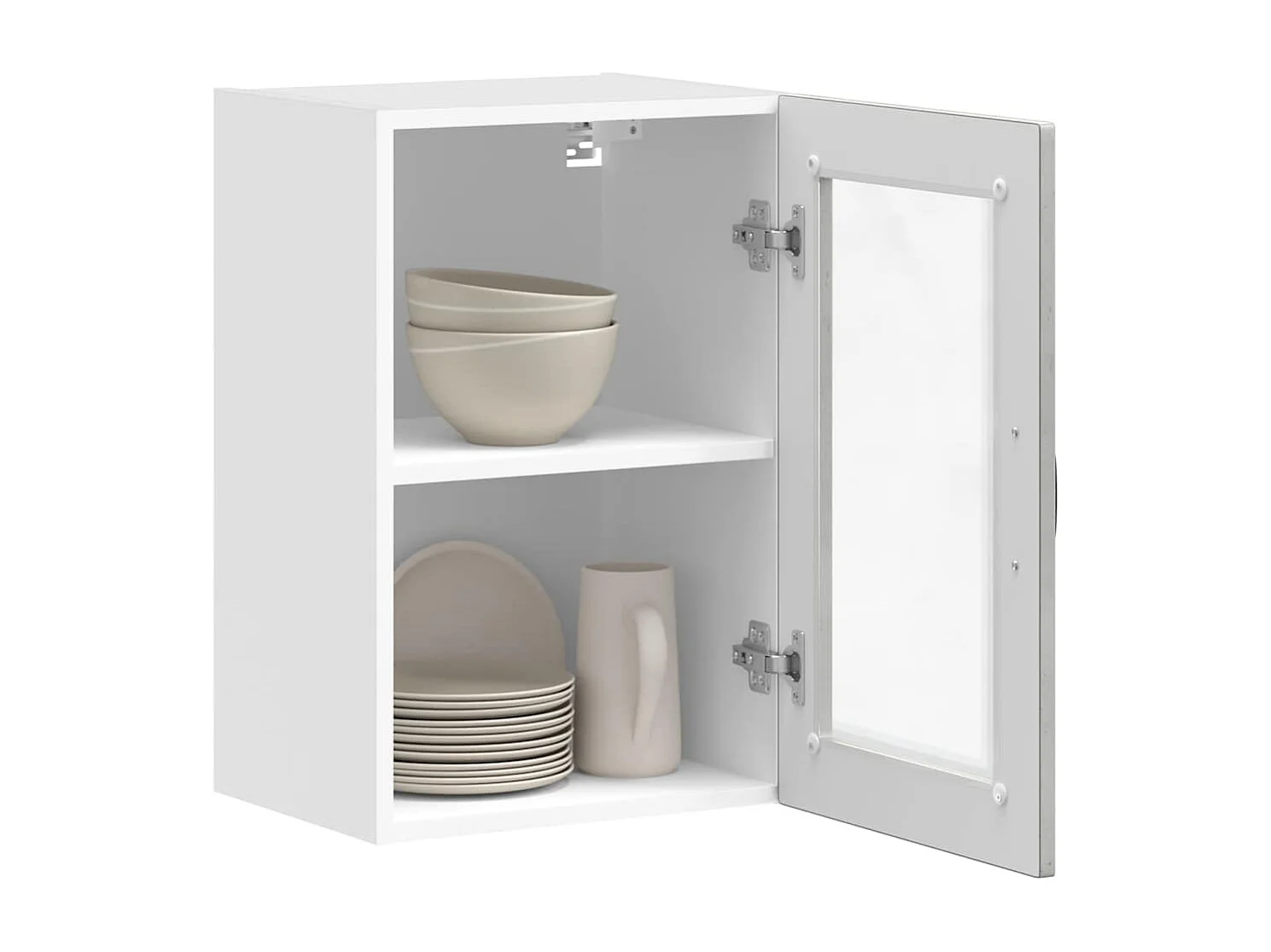 Armoire murale de cuisine avec porte en verre Porto gris béton