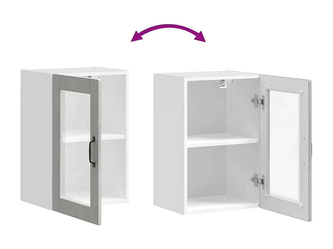 Armoire murale de cuisine avec porte en verre Porto gris béton