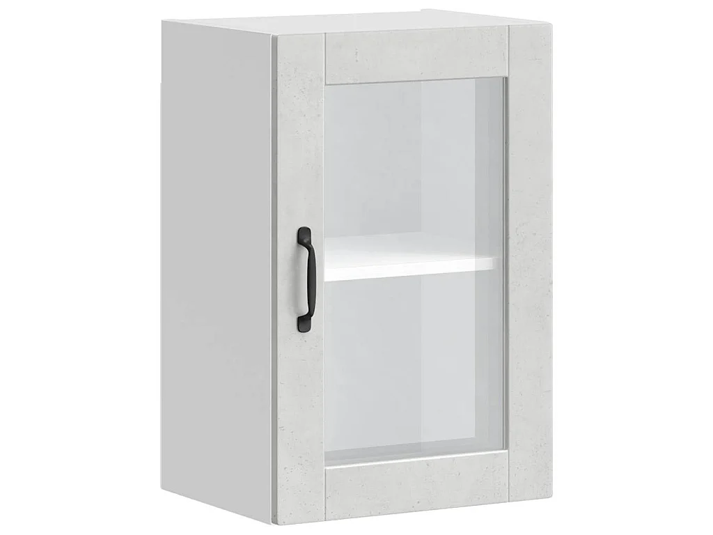 Armoire murale de cuisine avec porte en verre Porto gris béton